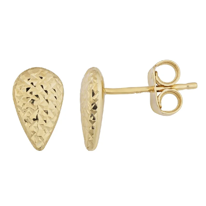 Stud Earrings with Crystals -Fremada 10k Yellow Gold Diamond-cut Pear-shaped Stud Earrings