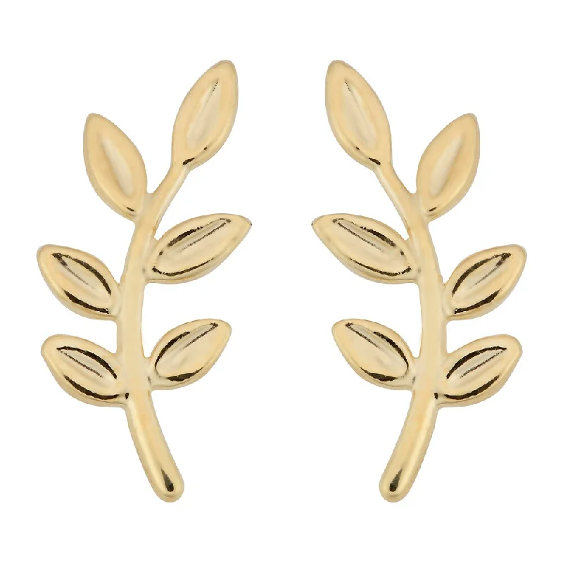 Adjustable Stud Earrings for Custom Fit -Fremada Italian 14k Yellow Gold Olive Branch Stud Earrings