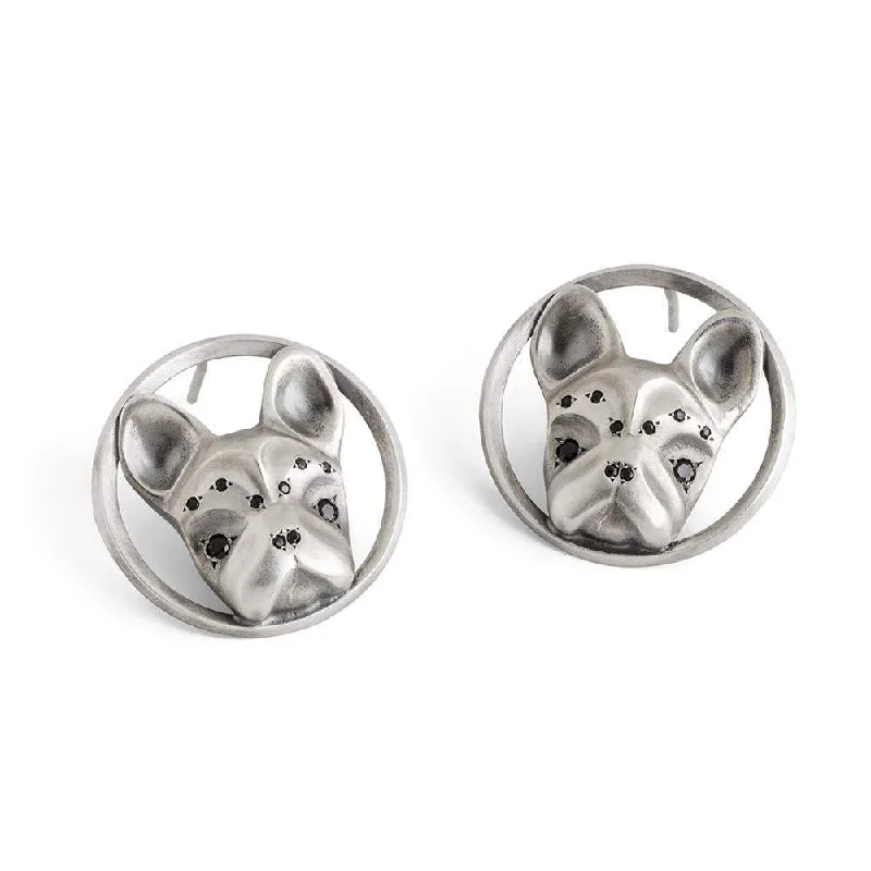 Leverback Stud Earrings for Comfort -French Bulldog Stud Earrings