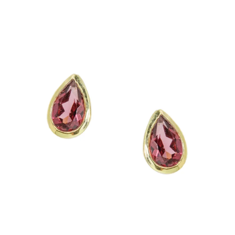 Magnetic Closure Stud Earrings for Easy -Garnet Teardrop Stud Earrings