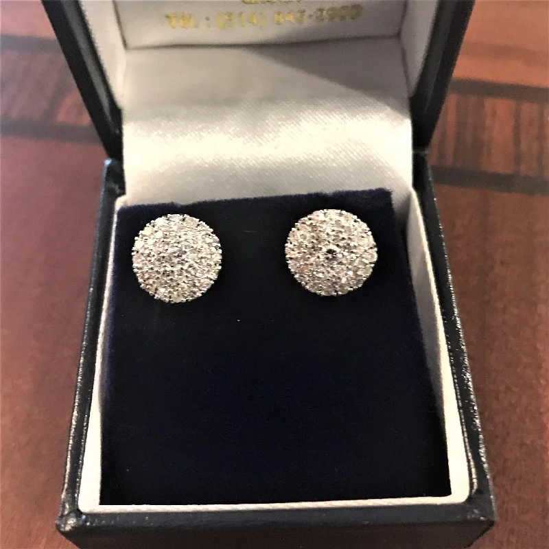 Stud Earrings for Party Look -Halo Diamond Pave Stud Earrings