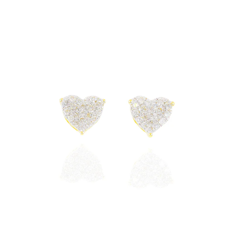 Stud Earrings for Graduation Day -Heart Shape Diamond Cluster Diamond Stud Earrings