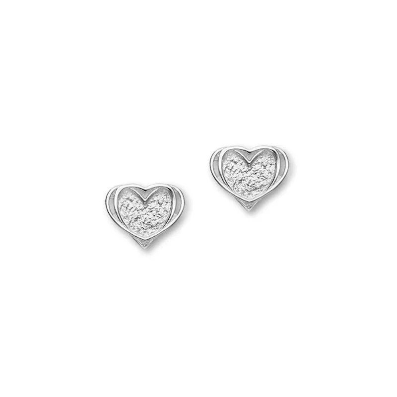 Stud Earrings with Star Motifs -Heart Sterling Silver Stud Earrings - E1812