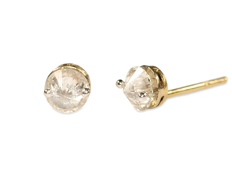 Stud Earrings with Etching -Inverted Diamond Stud Earrings