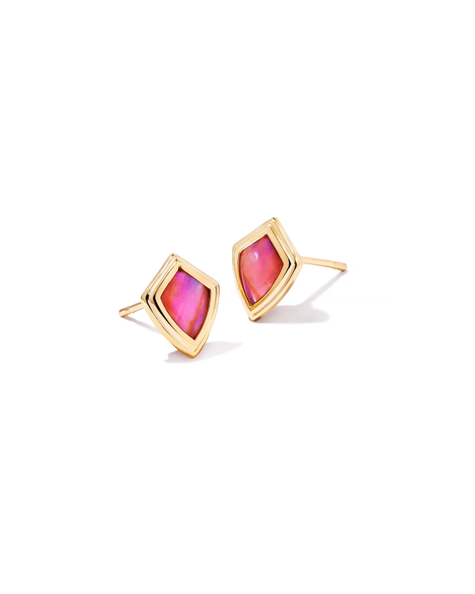 Stud Earrings for Gym Workout -Kendra Scott - Monica Gold Stud Earrings - Light Burgundy Illusion