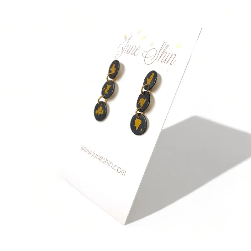 Stud Earrings with Symbolic Elements -Keum-Boo Triple Drop Stud Earrings