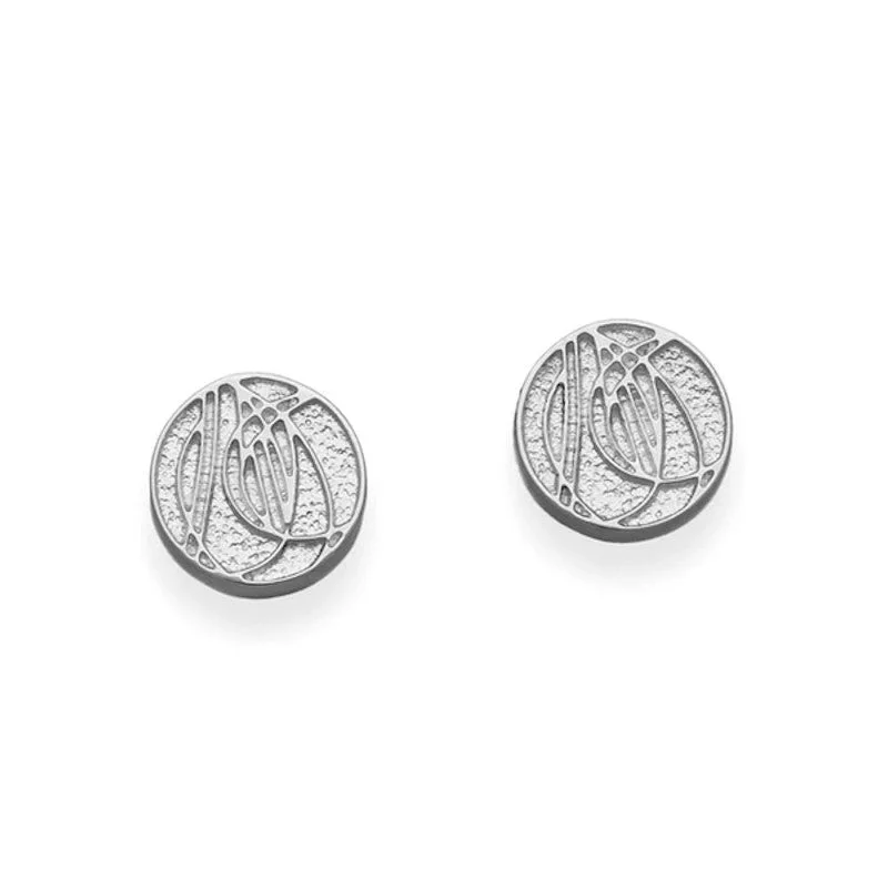 Stud Earrings with Abstract Designs -Mackintosh Sterling Silver Stud Earrings - E1068