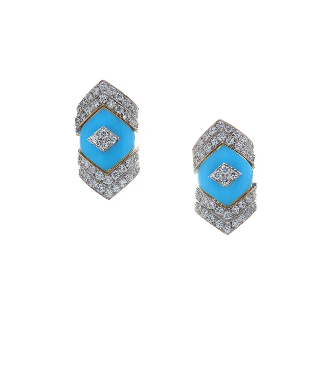 Triangular Stud Earrings for Edge -Manhattan Stud Earrings, Light Blue Enamel