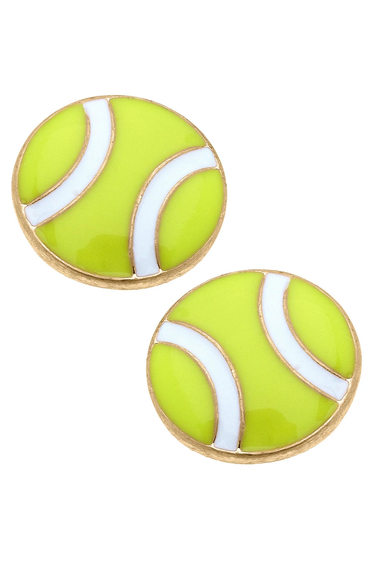 Stud Earrings for Work Attire -Maria Tennis Ball Enamel Stud Earrings