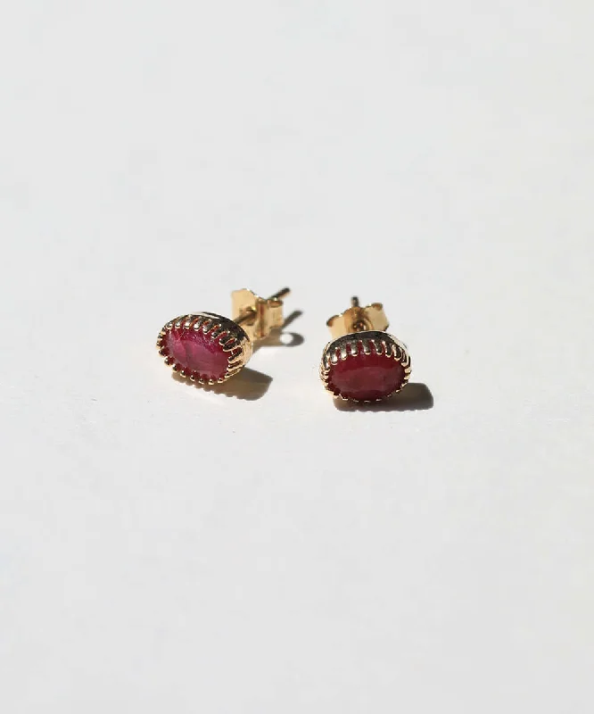 Double Stud Earrings for Impact -Milgrain Ruby Stud Earrings