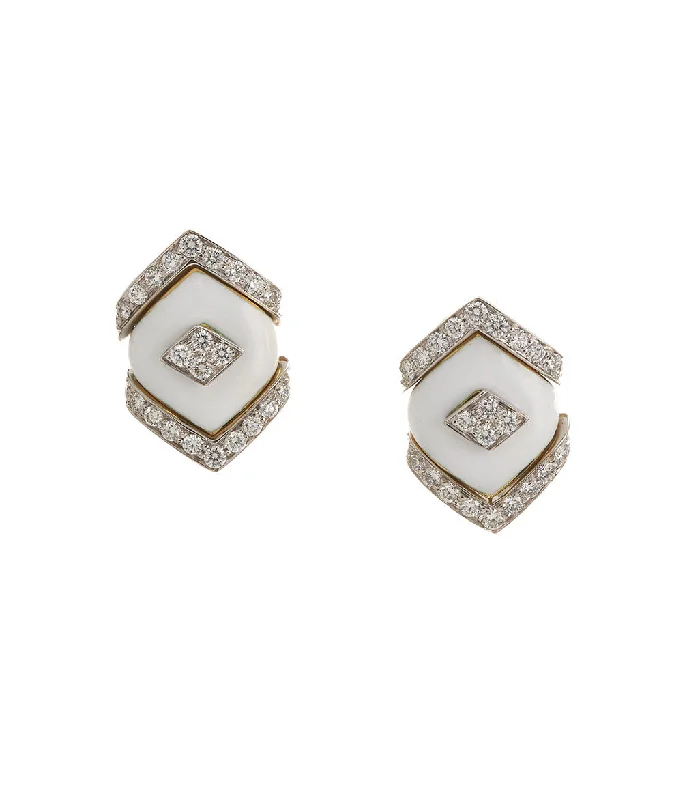 Heavy Duty Stud Earrings for Durability -Mini Manhattan Stud Earrings, White Enamel