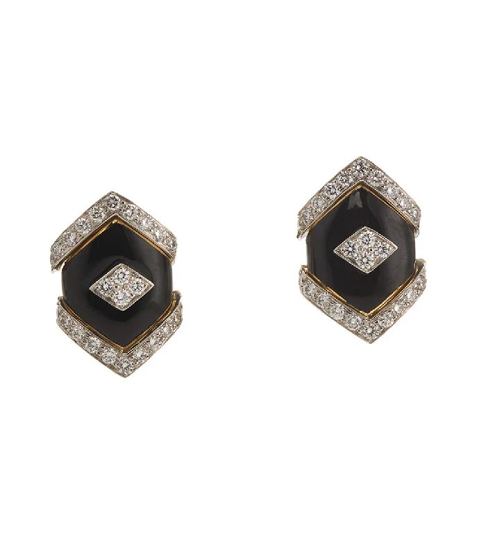 Lightweight Stud Earrings for All Day -Mini Manhattan Stud Earrings, Black Enamel