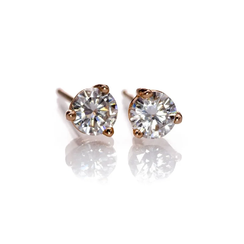 Stud Earrings with Vine Designs -Moissanite 3-Prong Stud Earrings