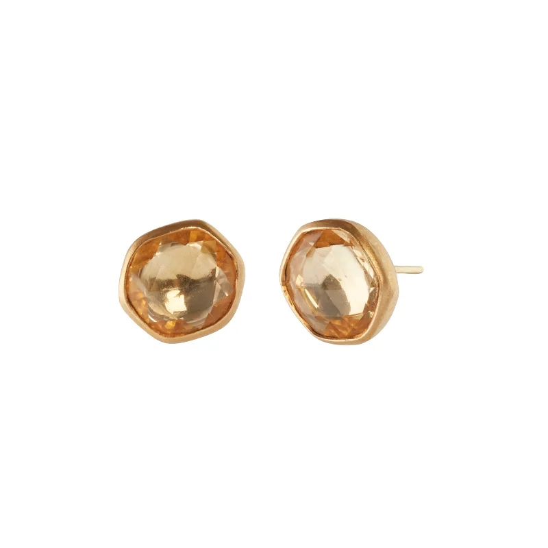 Lightweight Stud Earrings for All Day -Citrine Stud Earrings