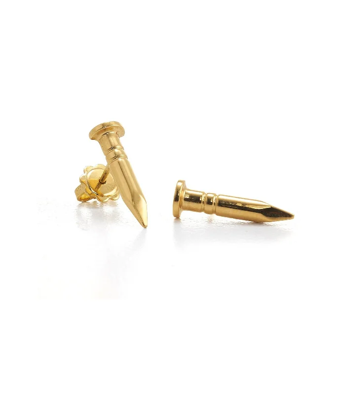 Stud Earrings for Wedding Ceremony -Nail Stud Earrings, Polished 18K Gold