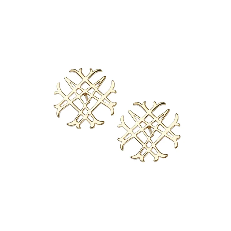 Stud Earrings for Evening Gown -Natalie Wood - Logo Stud Earrings - Gold