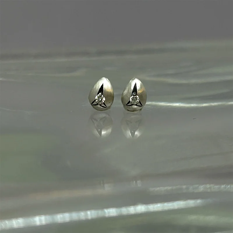 Stud Earrings for Anniversary -Lille Diamond and Silver Stud Earrings by Dan-Yell