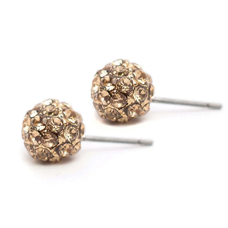 Triple Stud Earrings for Layered -Pave Stud Earrings Gold Topaz