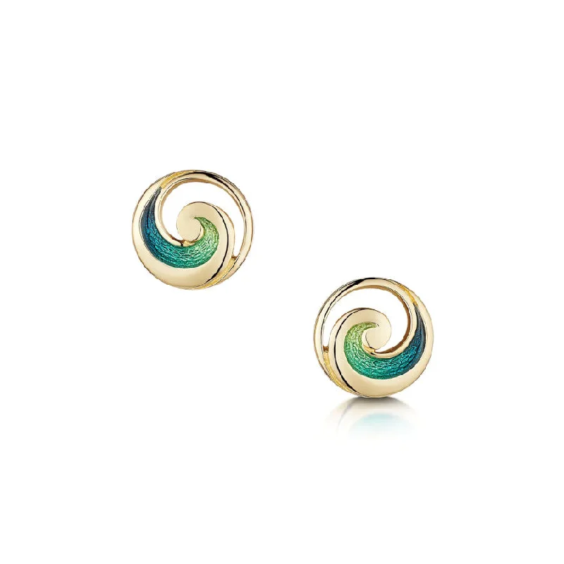 Stud Earrings for Concert Look -Pentland 18ct Yellow Gold and Enamel Stud Earrings - 18Y-EE0051-OCEAN