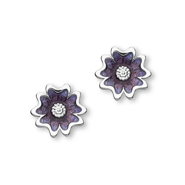 Leverback Stud Earrings for Comfort -Primula Scotica Sterling Silver Stud Earrings - EE619