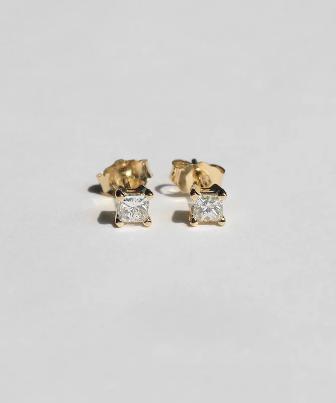 Contemporary Stud Earrings for Fashion -Princess Cut Diamond Stud Earrings