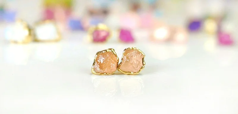 Stud Earrings for Work Attire -Raw Topaz stud earrings