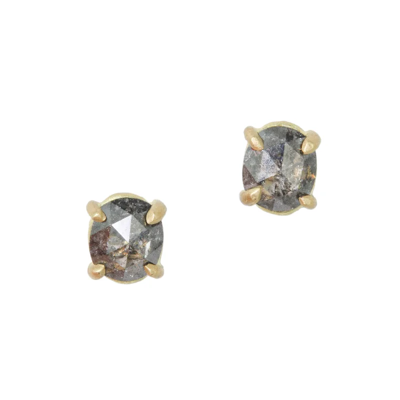 Stud Earrings with Polished Shine -Rustic Dark Grey Diamond Stud Earrings