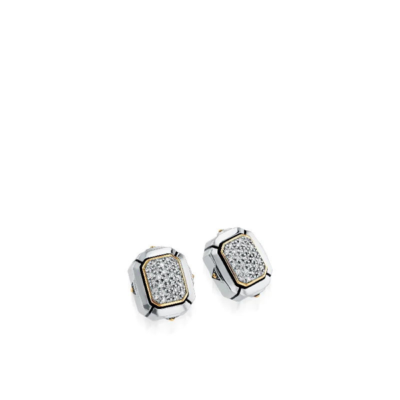 Silver Stud Earrings for Men -Sahara Pave Diamond Stud Earrings