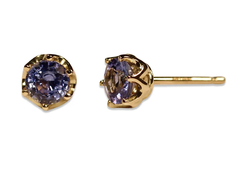 Stud Earrings with Enamel -Sapphire Stud Earrings in 18K Yellow Gold