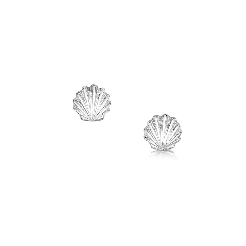 Large Stud Earrings for Statement -Scallop Sterling Silver or 9ct Yellow Gold Stud Earrings - E00295