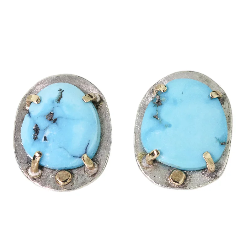 Stud Earrings with Crown Designs -Sleeping Beauty Turquoise Stud Earrings