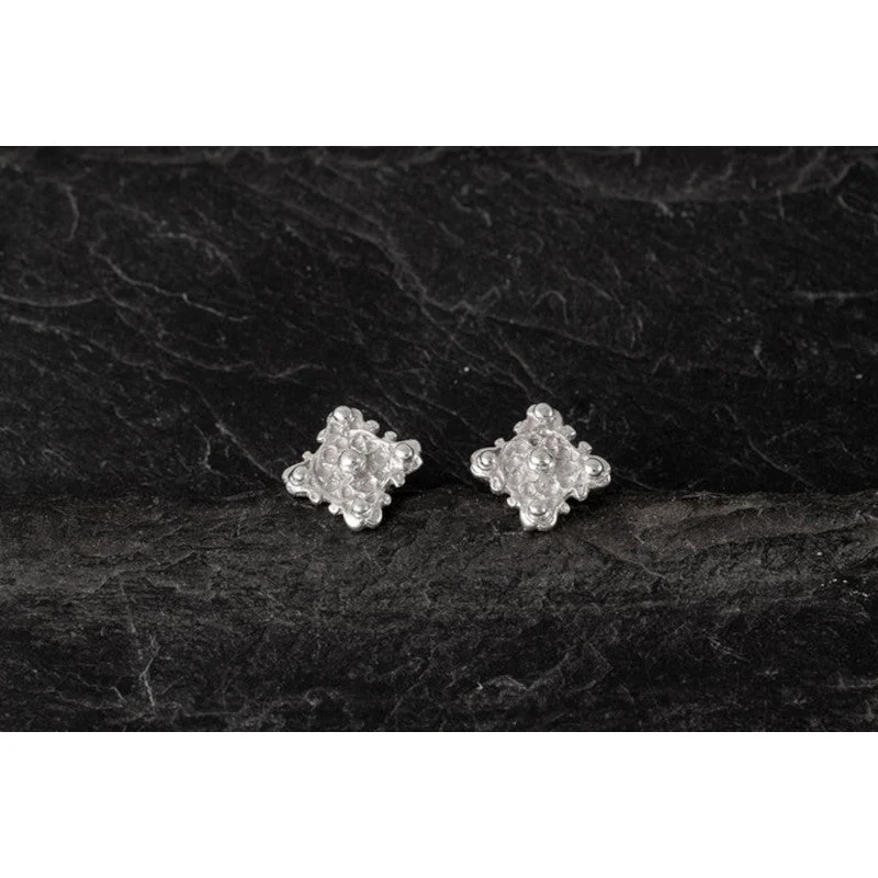 Stud Earrings for Office Wear -St Ninian's Isle Sterling Silver Mini Stud Earrings - E534