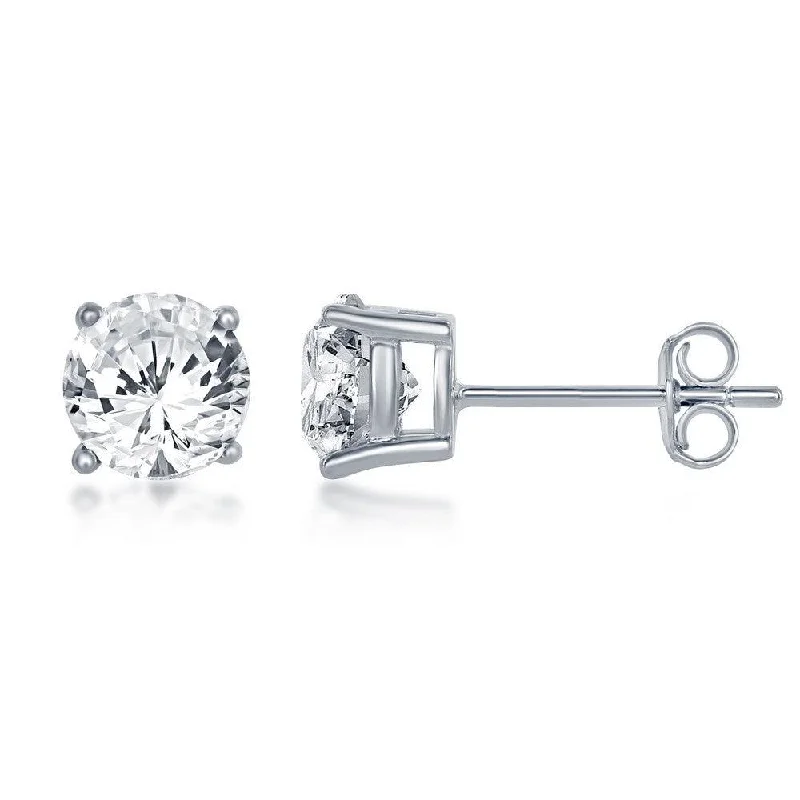 Pearl Stud Earrings for Elegance -Sterling Silver 6mm Crystal Stud Earrings