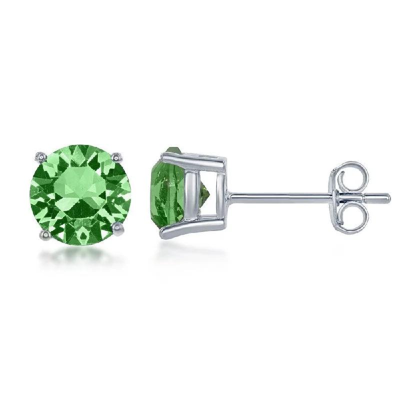 Stud Earrings with Knot Designs -Sterling Silver 6mm Green Peridot Stud Earrings