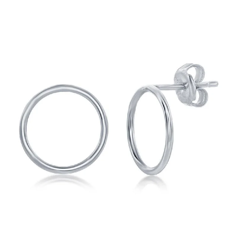 Lead Free Stud Earrings for Health -Sterling Silver Open Circle Stud Earrings