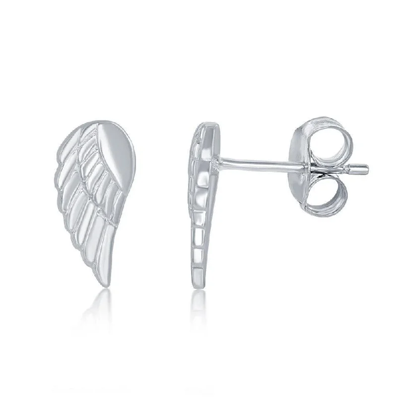 Tarnish Resistant Stud Earrings for Longevity -Sterling Silver Small Angel Wing Stud Earrings