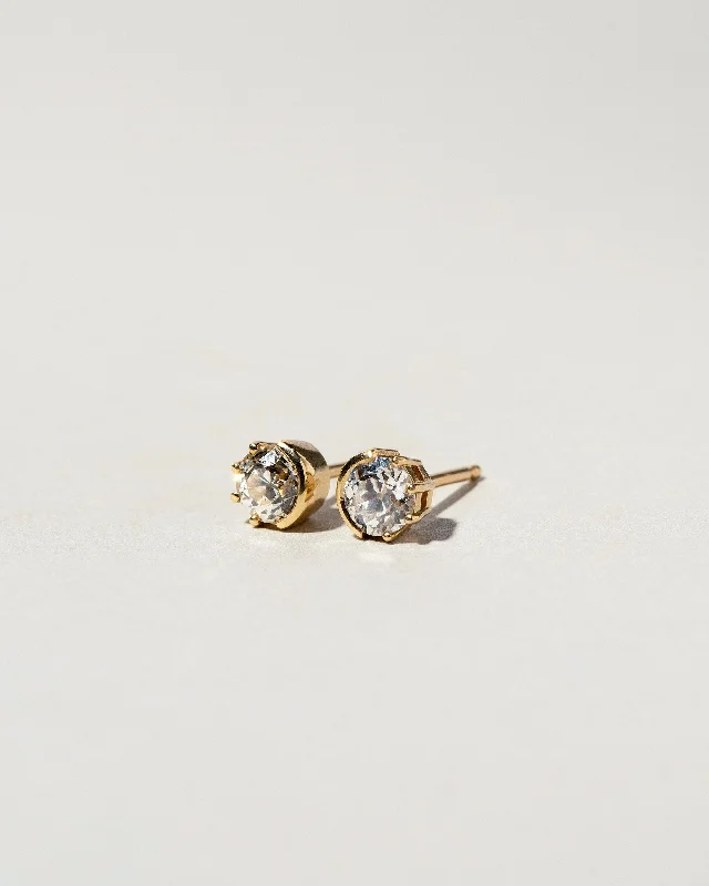 Diamond Stud Earrings for Luxury -Sun & Moon Stud Earrings - White Diamond