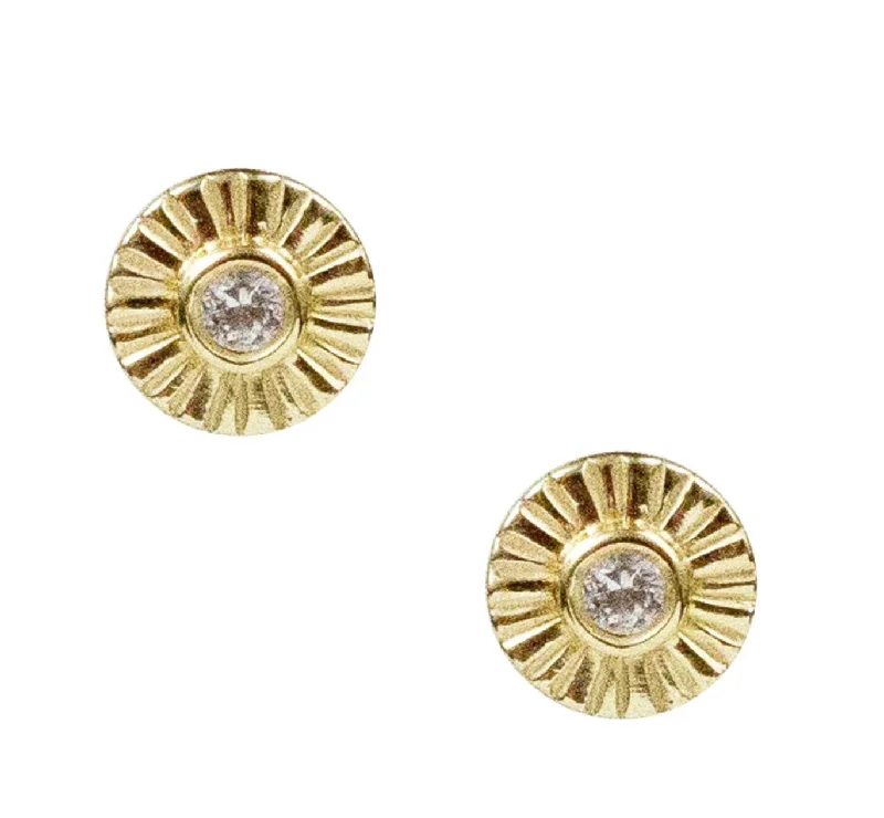 Stud Earrings with Pearls and Diamonds -Sunburst White Topaz Stud Earrings