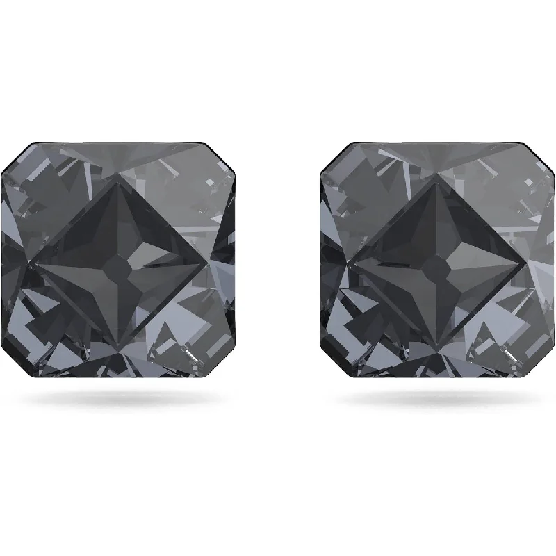 Lead Free Stud Earrings for Health -Swarovski Women's Stud Earrings - Chroma Grey Pyramid Cut Crystals | 5613723