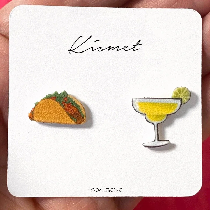 African Stud Earrings with Culture -Tacos + Margs Stud Earrings