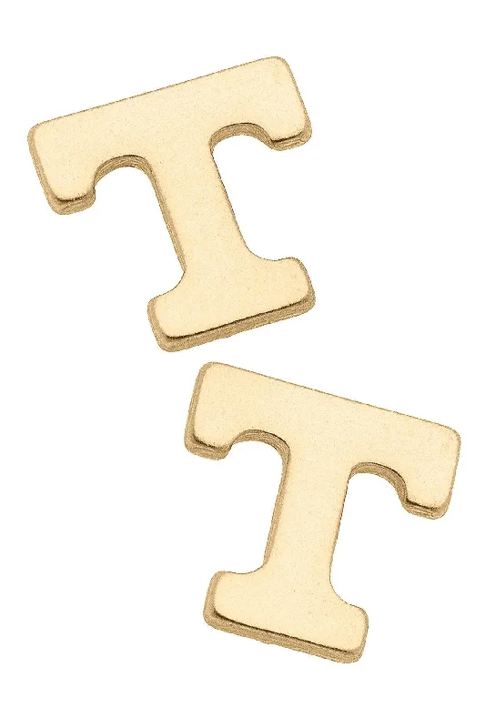 Stud Earrings with Textured Surface -Tennessee Volunteers 24K Gold Plated Stud Earrings