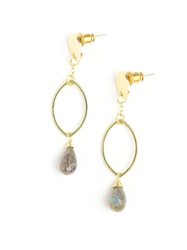 Stud Earrings with Gemstones and Beads -Transformation Labradorite Dangle Stud Earrings