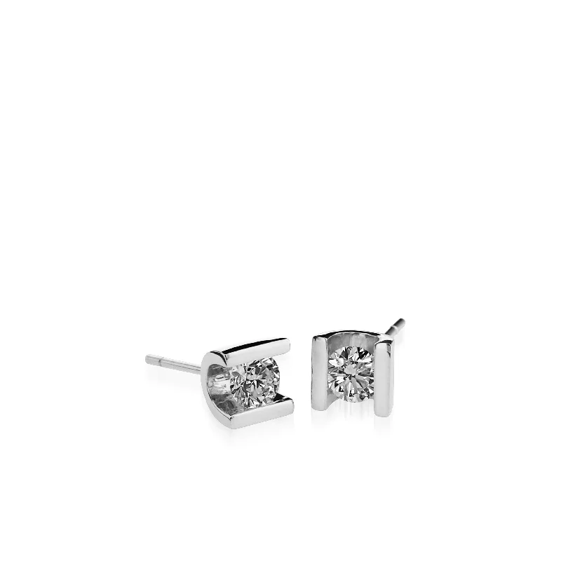 Square Stud Earrings for Modern -Uturn Diamond Stud Earrings