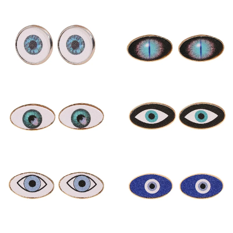 Tarnish Resistant Stud Earrings for Longevity -Wholesale Devil Eye Oval Stud Earrings Leather PU Earrings