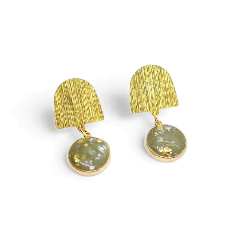 Stud Earrings for Birthday Celebration -Zon Brass and Resin Stud Earrings