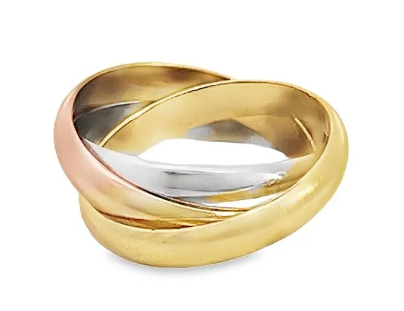 Rings with twisted rose gold band designs -18WYR Le Must De Cartier "Trinity" Rollin Rings Sz7