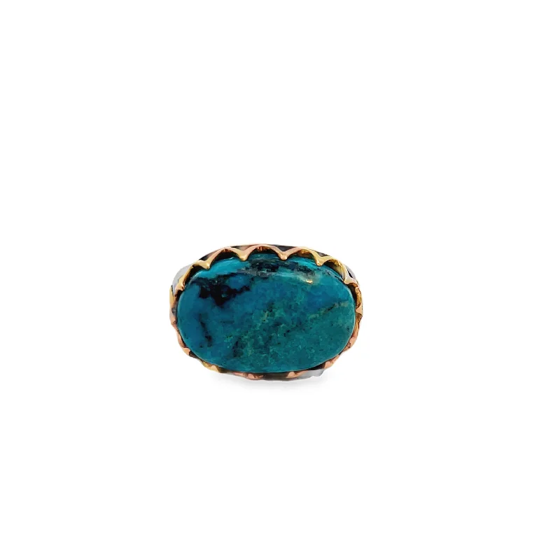 Rings with topaz stones for icy blue -18Y/SS Oval Turquoise Etruscan Style Ring sz 8