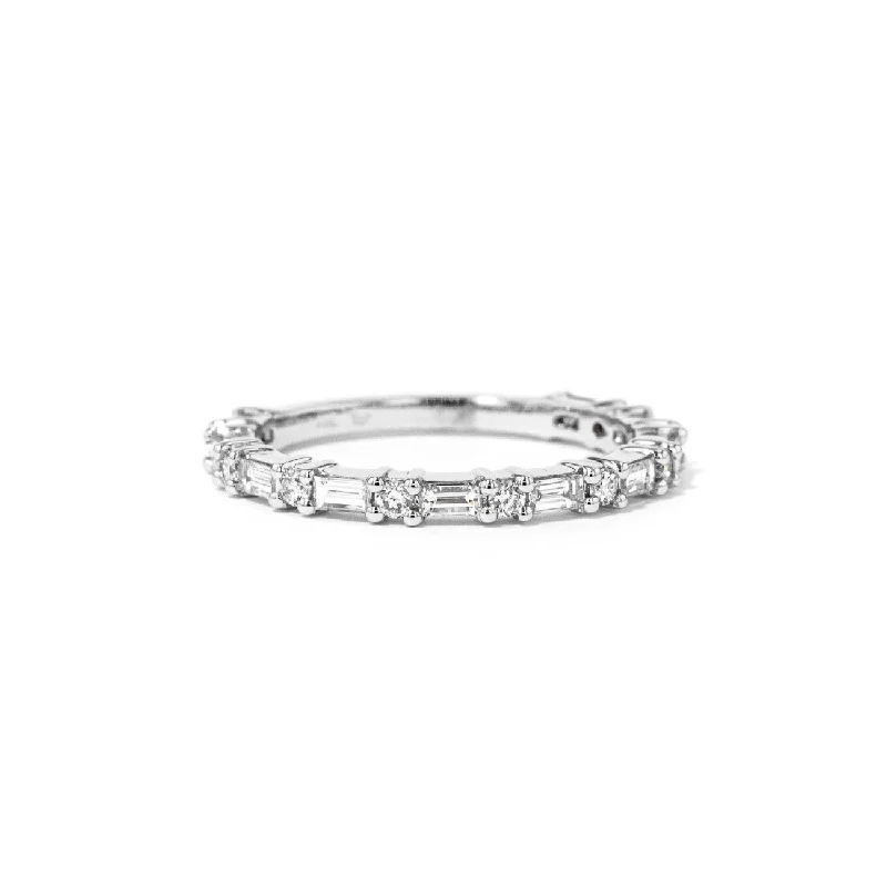 Stackable rings with mixed metal finishes -2.3mm Baguette Round Ring