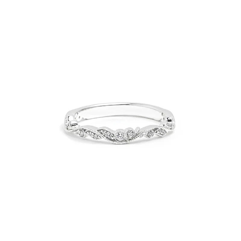 Vintage rings with engraved floral band designs -2.6mm Rosette Diamond Ring