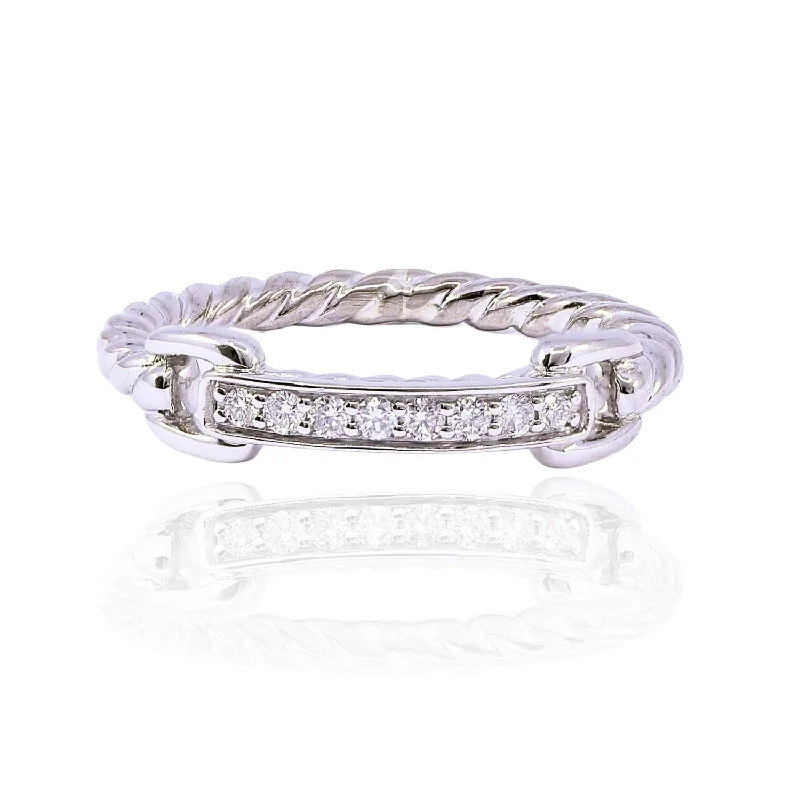 Rings with hammered silver for rustic appeal -ESTATE 18K WHITE GOLD DAVID YURMAN PETITE DIAMOND BAND, RETIRED RING STYLE